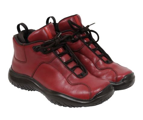 prada aw99 hiking shoes|Prada Chunky Derby Red Leather Hiking Boot AW99 .